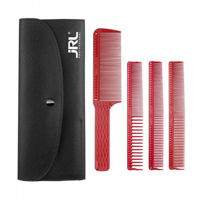 Набор расчесок для стрижки JRL Barber Comb Set (301,302,304,202) в кожаном чехле