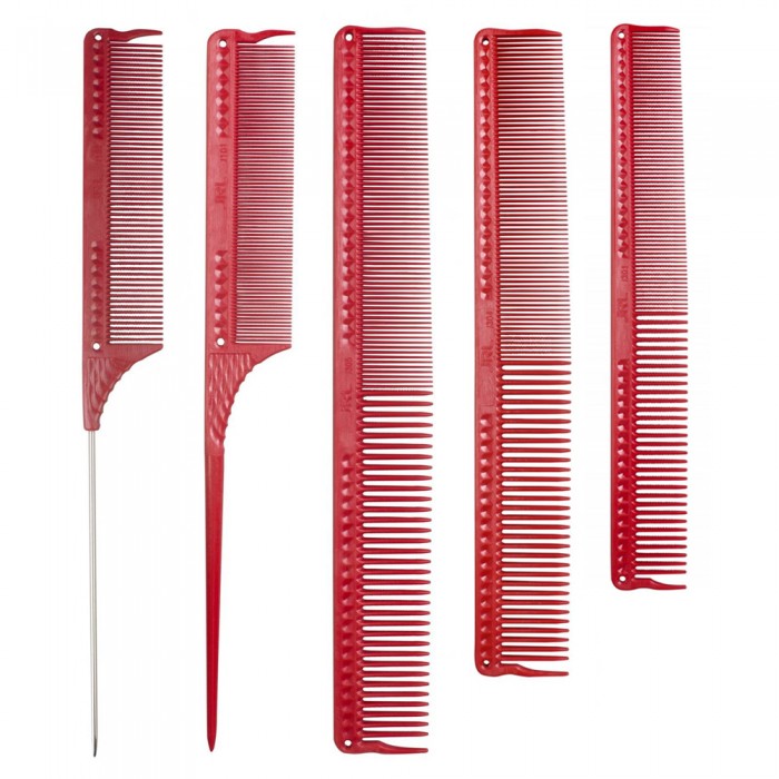 Набор расчесок для укладки JRL Styling Comb Set (101,102,301,304,305) в кожаном чехле