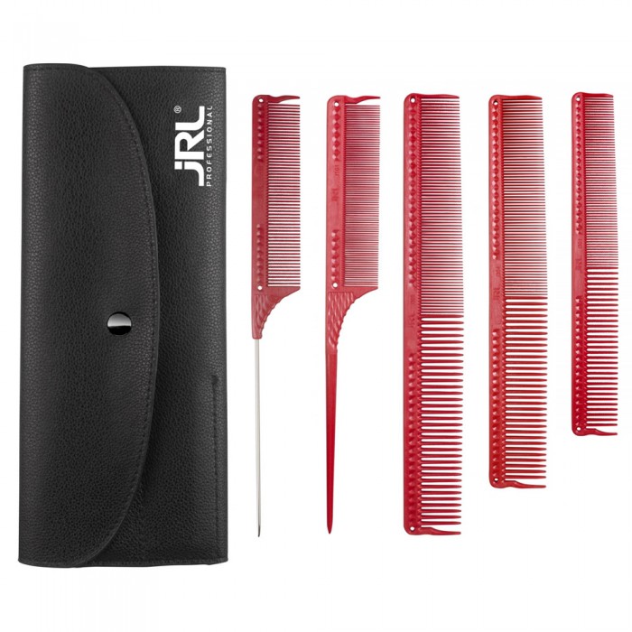 Набор расчесок для укладки JRL Styling Comb Set (101,102,301,304,305) в кожаном чехле